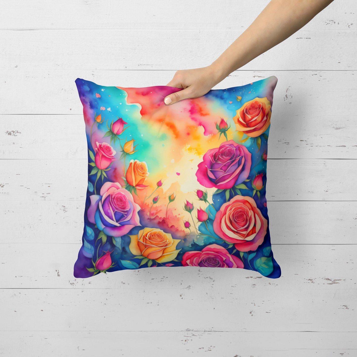 Colorful Roses Throw Pillow-1
