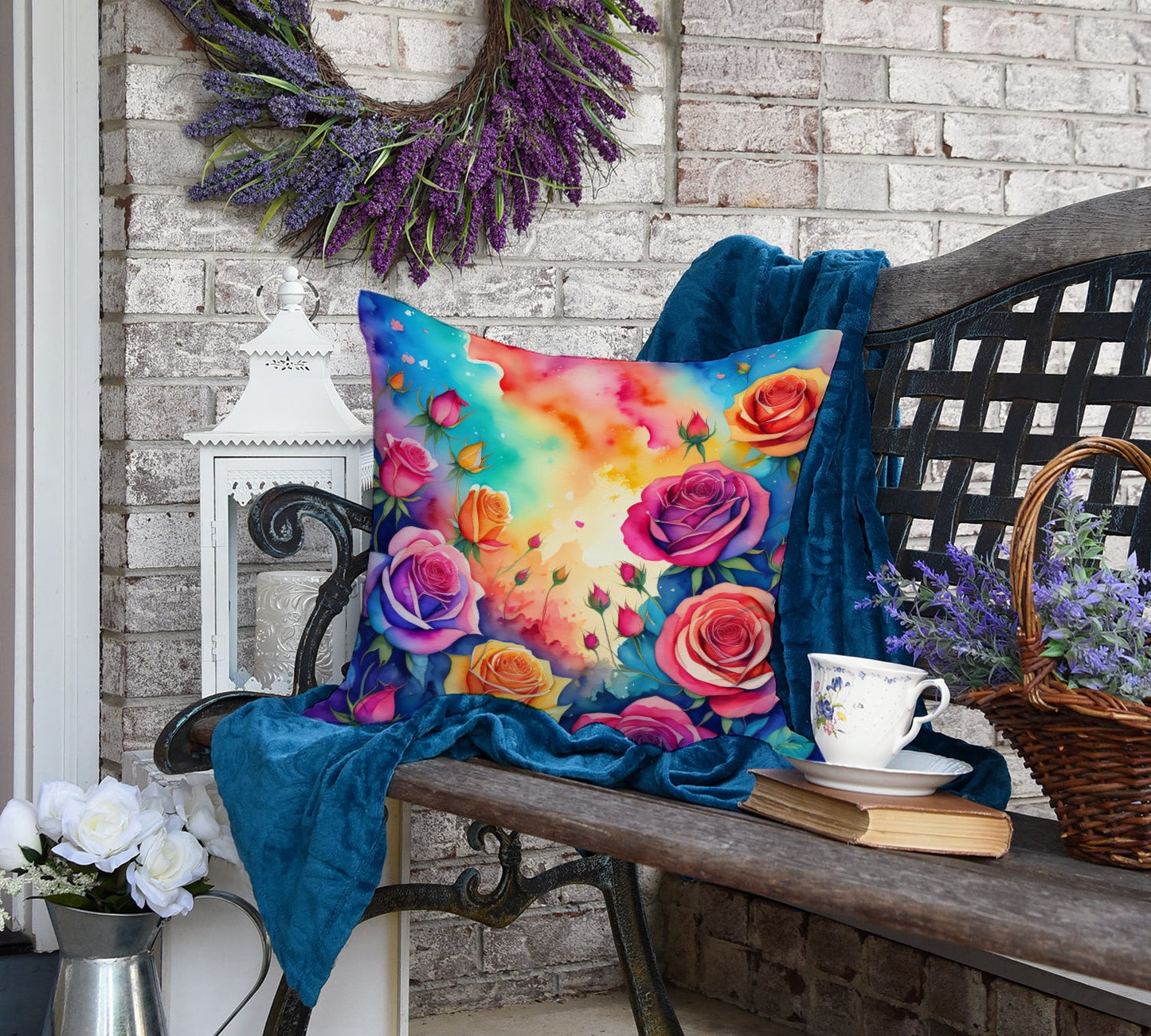 Colorful Roses Throw Pillow-3
