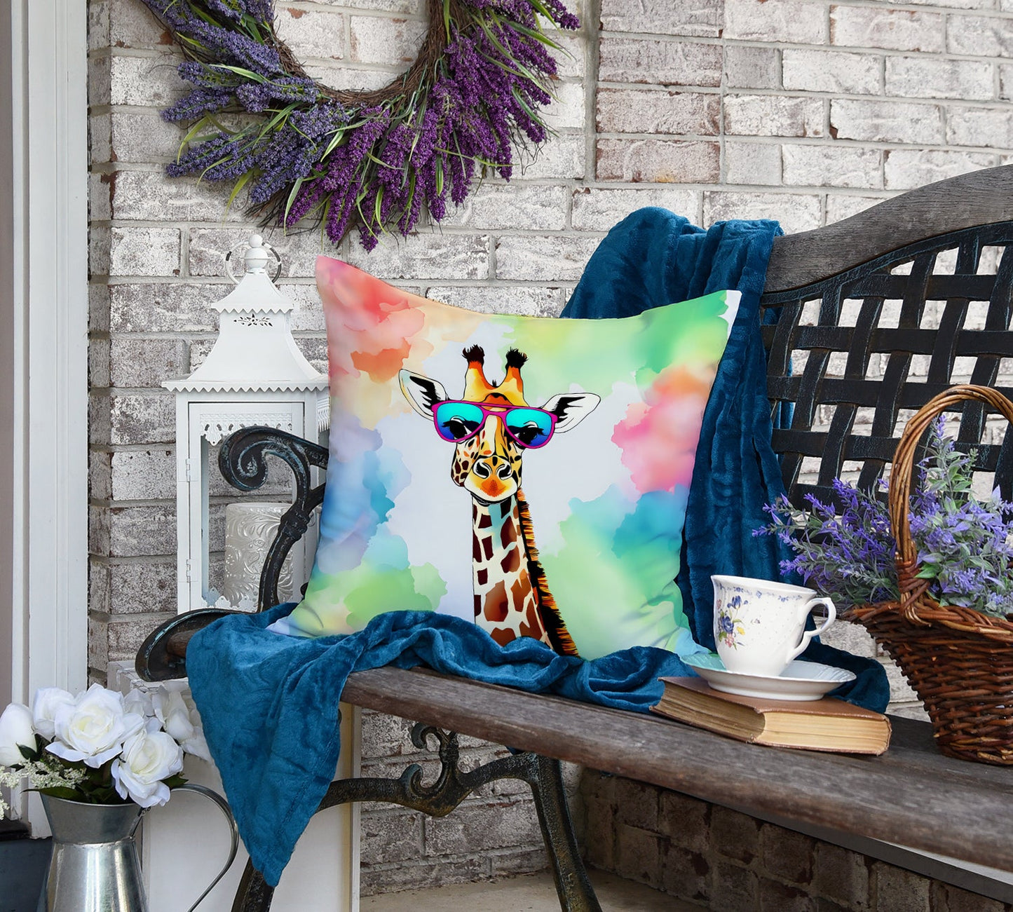 Hippie Animal Giraffe Throw Pillow-3