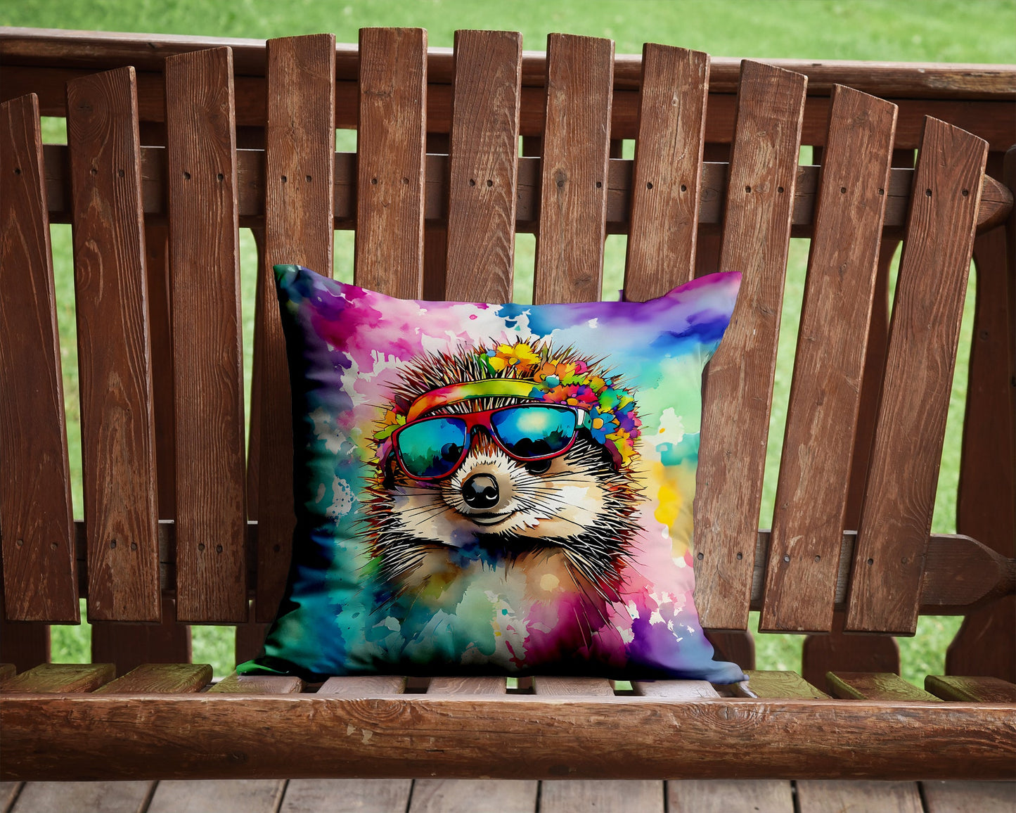 Hippie Animal Hedgehog Throw Pillow-1