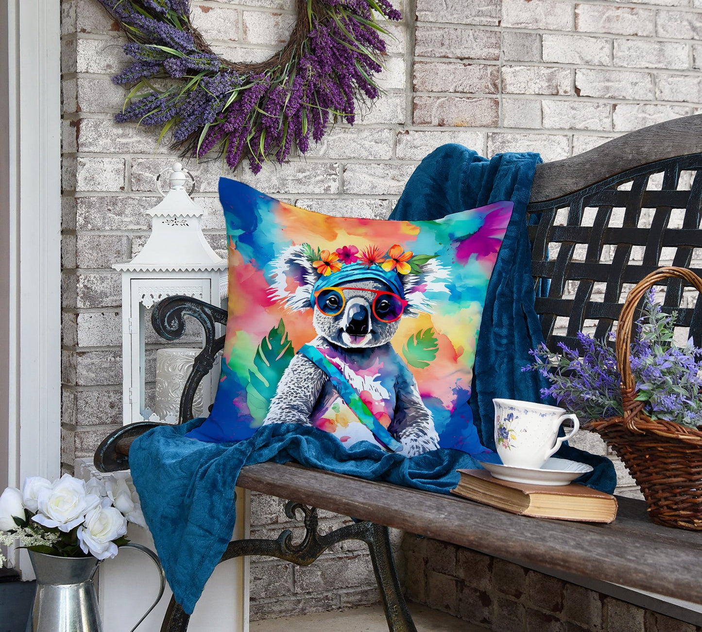 Hippie Animal Koala Throw Pillow-3