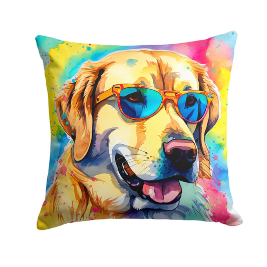 Yellow Labrador Hippie Dawg Throw Pillow-0