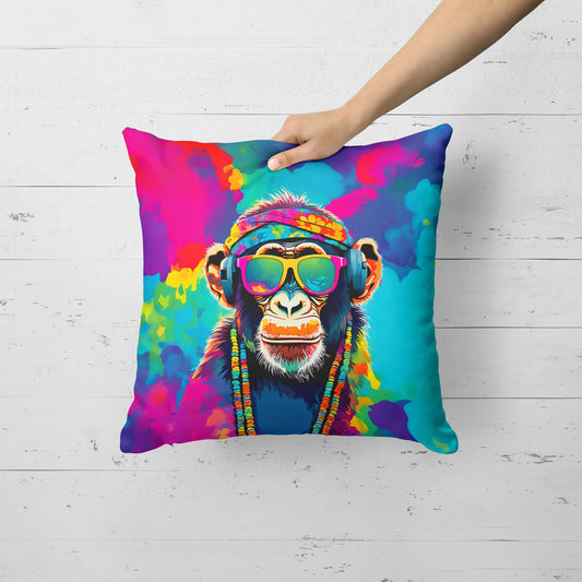 Hippie Animal Chimpanzee Throw Pillow-1