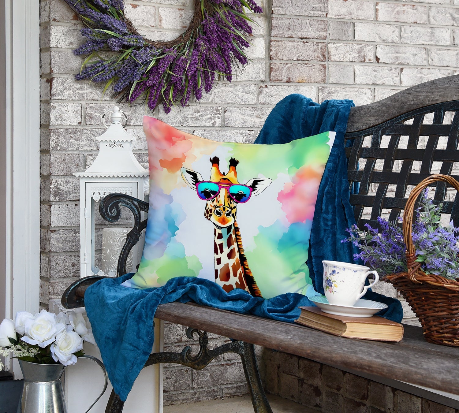 Hippie Animal Giraffe Throw Pillow-3