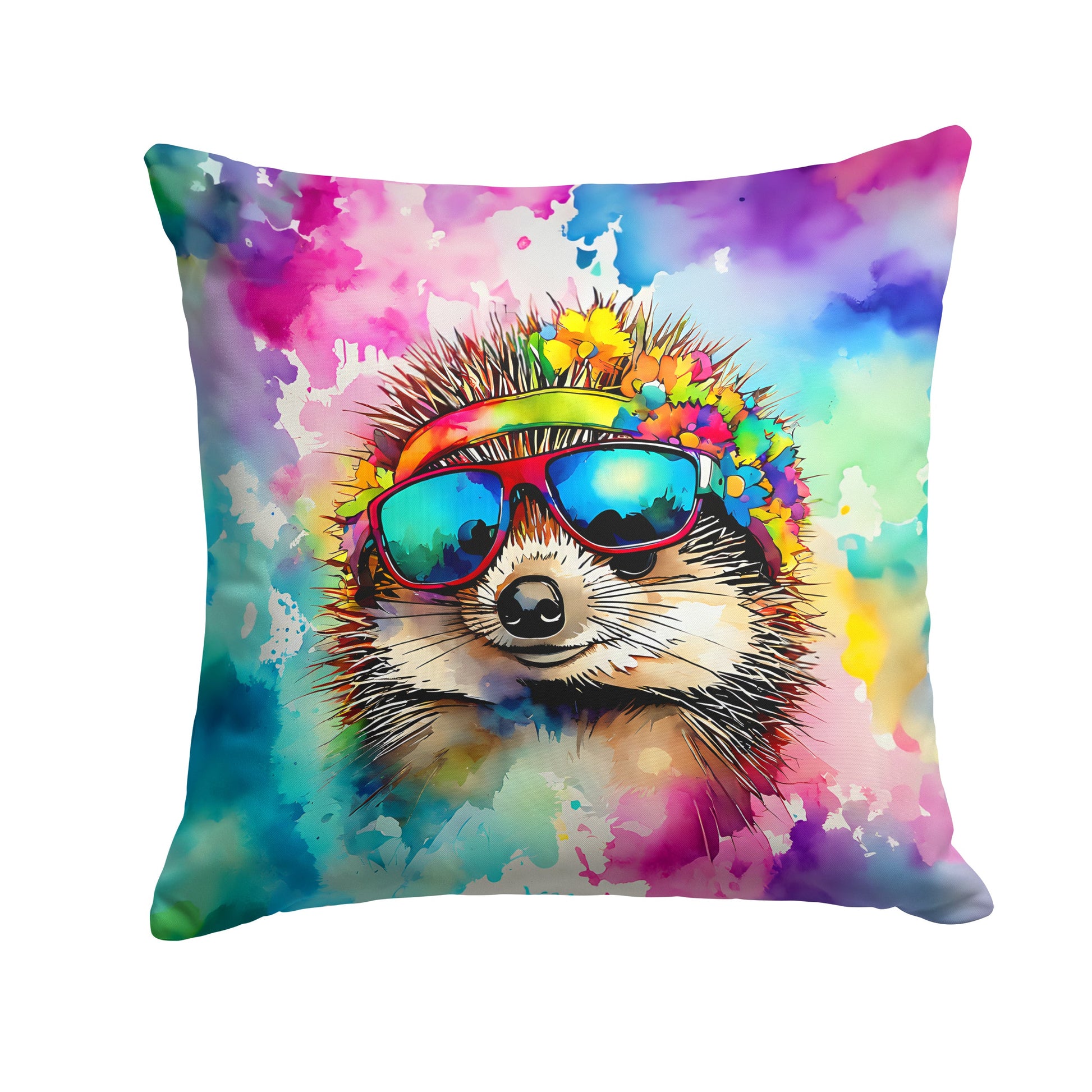 Hippie Animal Hedgehog Throw Pillow-0